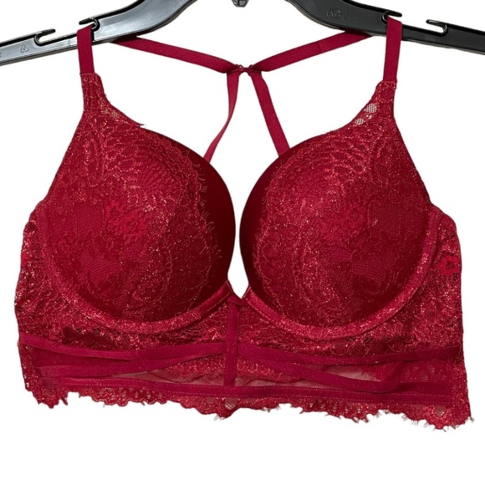 La Senza Bra Beyond Sexy Womens Size 32D Red Push Up Lace Padded